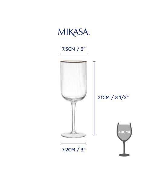4 Verres à vin blanc en Cristal transparents -  400 ml