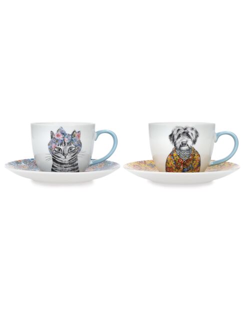 2 Tasses à thé avec soucoupes blanches -  240 ml