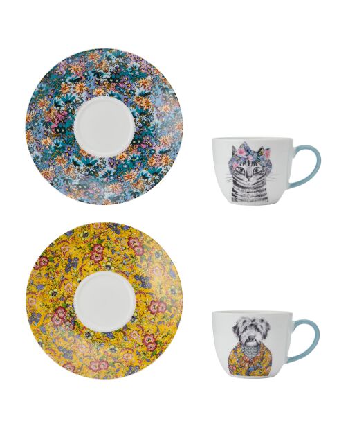 2 Tasses à thé avec soucoupes blanches -  240 ml