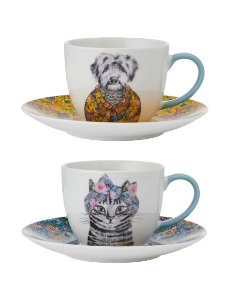 2 Tasses à thé avec soucoupes blanches -  240 ml