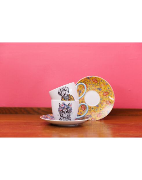 2 Tasses à thé avec soucoupes blanches -  240 ml