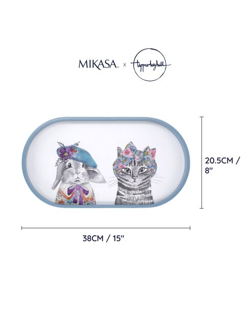Plateau ovale Mikasa x Tipperleyhill blanc -  38x20.5x3 cm