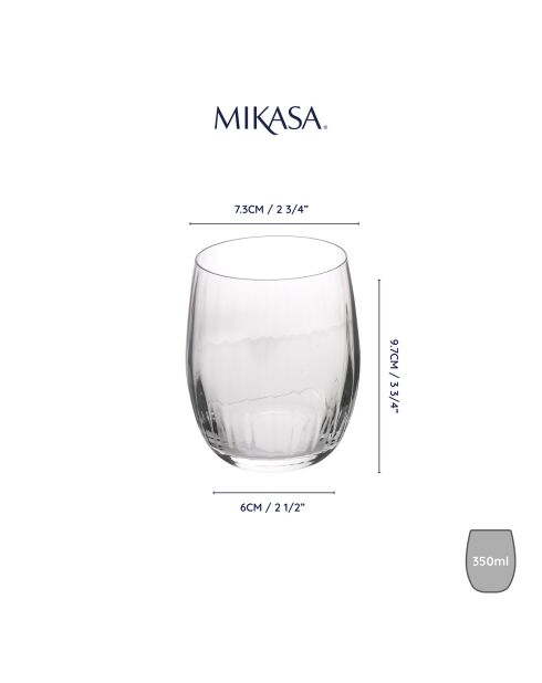 4 Verres à vin en Cristal Mikasa Treviso transparents -  350 ml