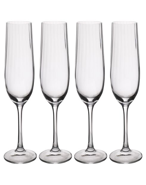 4 Flûtes en Cristal Mikasa Treviso transparents -  190 ml