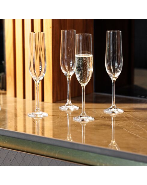 4 Flûtes en Cristal Mikasa Treviso transparents -  190 ml