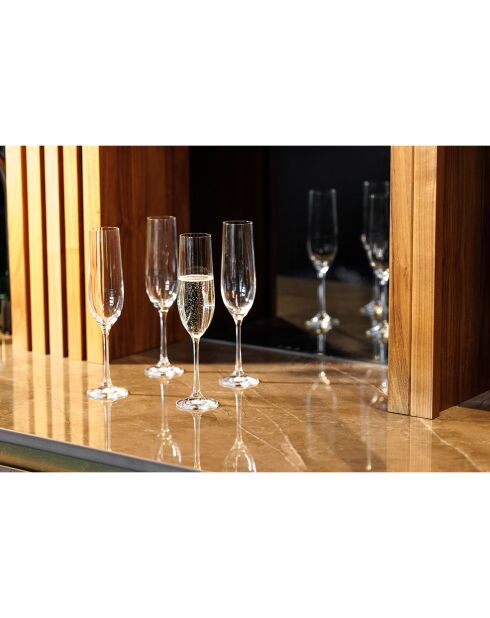4 Flûtes en Cristal Mikasa Treviso transparents -  190 ml