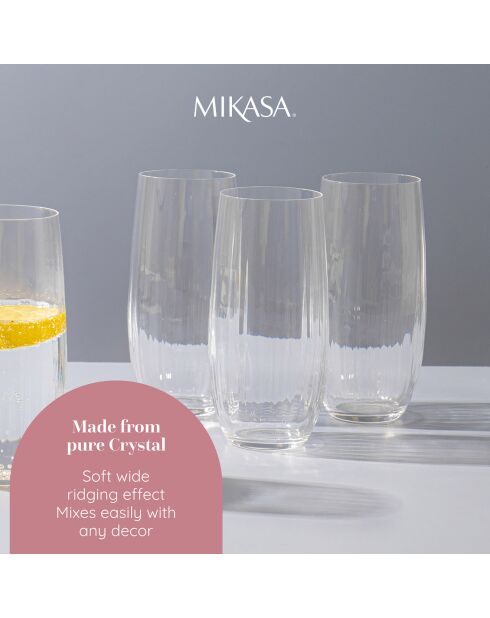4 Verres en Cristal Highball Mikasa Treviso transparents -  400 ml