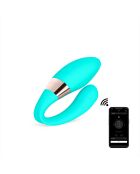 Vibromasseur pour couple connecté à une application bleu