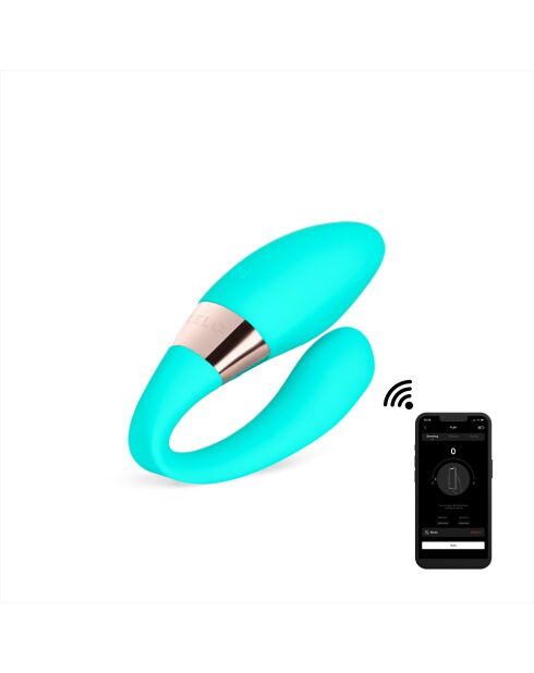 Vibromasseur pour couple connecté à une application bleu