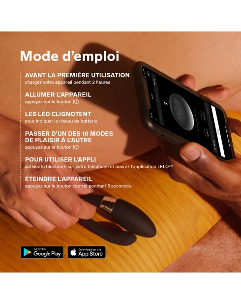 Vibromasseur pour couple connecté à une application bleu