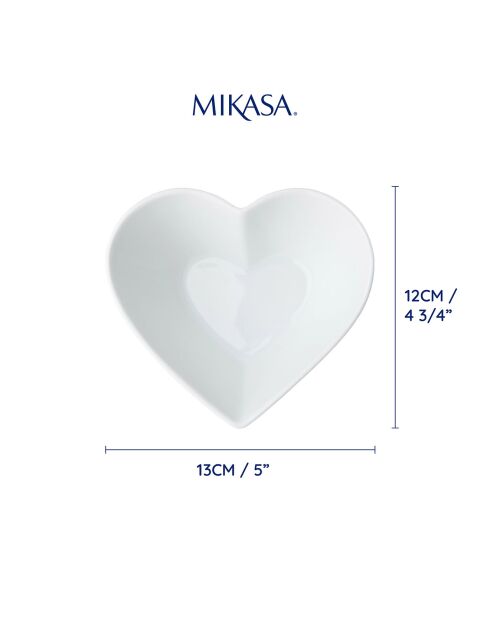 Plat coeur en Porcelaine Mikasa Chalk blanc -  13x10.5x5 cm