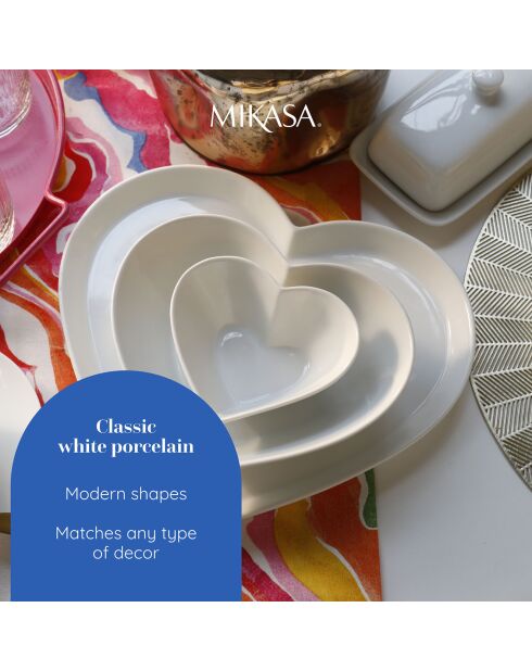 Plat coeur en Porcelaine Mikasa Chalk blanc -  13x10.5x5 cm