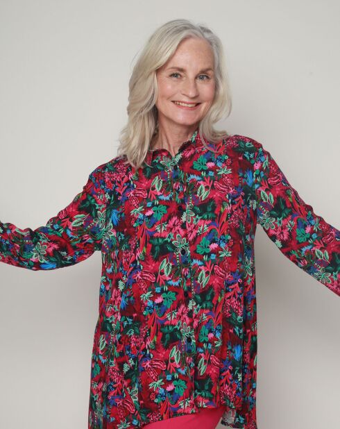 Chezi Fluorescerende roze blouse