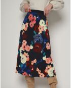 Jinol koraalkleurige rok met winterbloemen