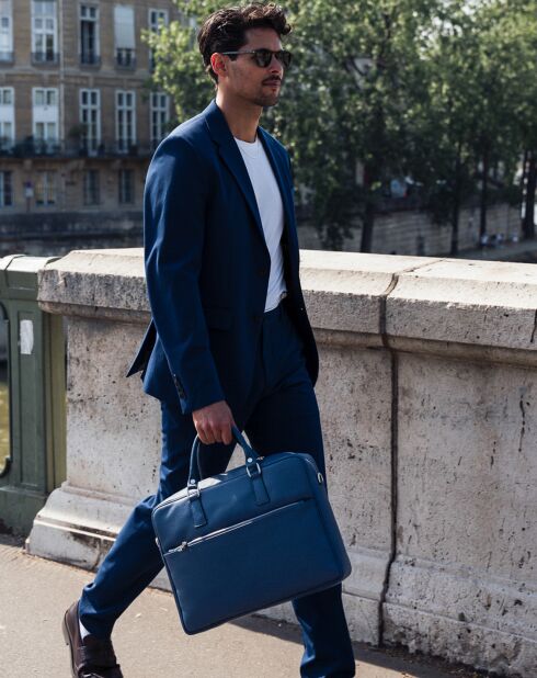 Porte-documents en Cuir Marco bleu marine - 39x29x9 cm