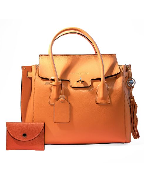 Jane leren handtas met etui Alina camel - 36x35x24 cm