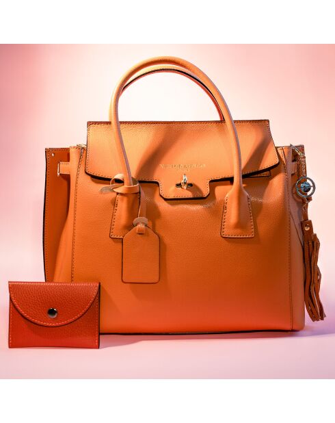 Jane leren handtas met etui Alina camel - 36x35x24 cm