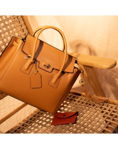 Jane leren handtas met etui Alina camel - 36x35x24 cm