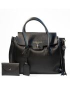 Jane leren handtas met zwarte Alina etui - 36x35x24 cm