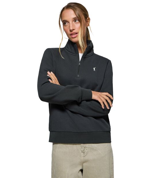 Sweat Rigby Go W Neck Zipper Fl noir
