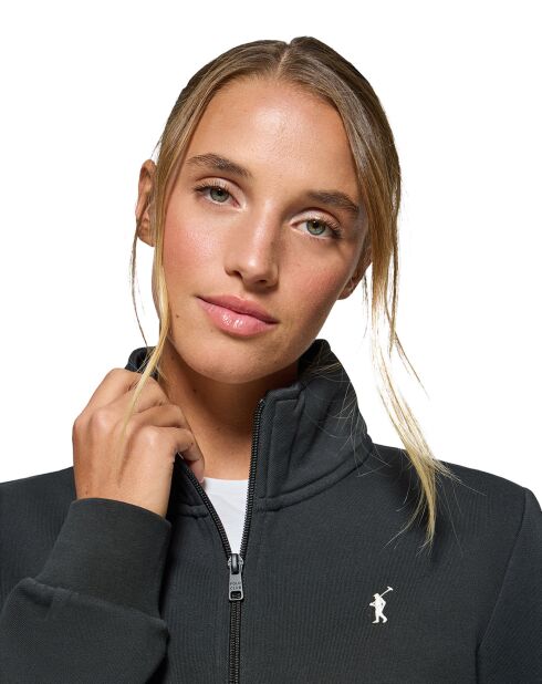 Sweat Rigby Go W Neck Zipper Fl noir