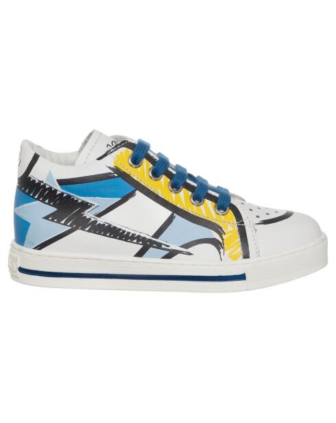 Weiße/mehrfarbige Bayl-Ledersneaker