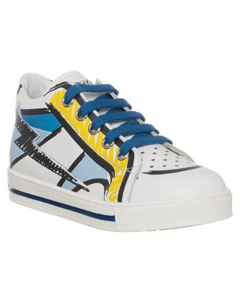 Weiße/mehrfarbige Bayl-Ledersneaker