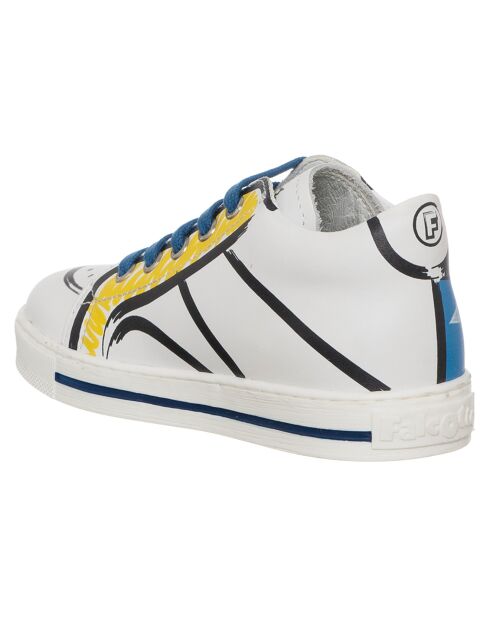 Weiße/mehrfarbige Bayl-Ledersneaker