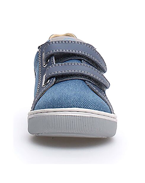 Baskets en Cuir Caleb bleu denim