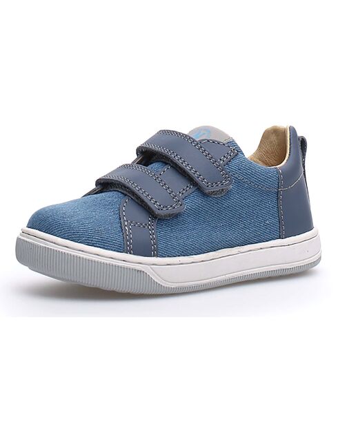 Baskets en Cuir Caleb bleu denim