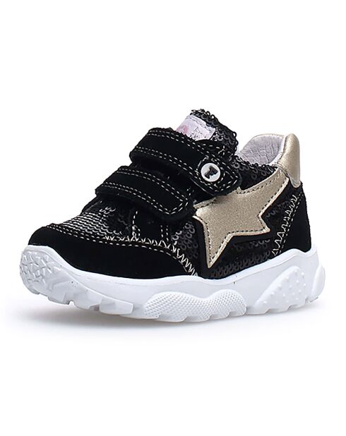 Zwart/platina Eilian leren sneakers