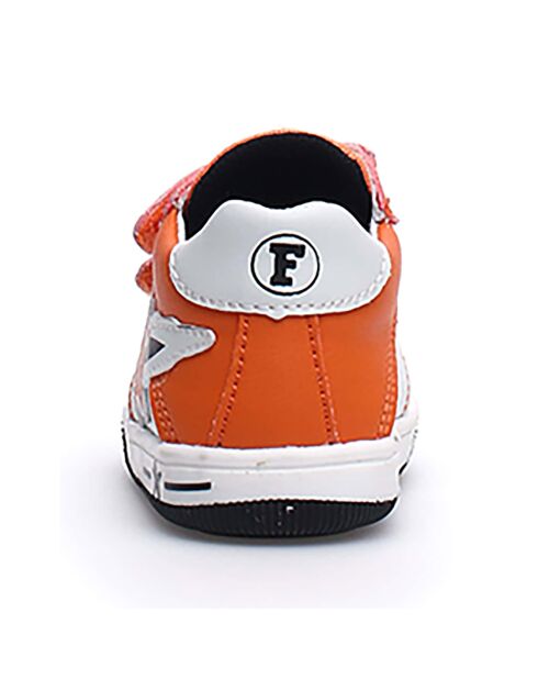 Baskets en Cuir Frankie orange/blanc