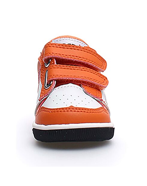 Baskets en Cuir Frankie orange/blanc