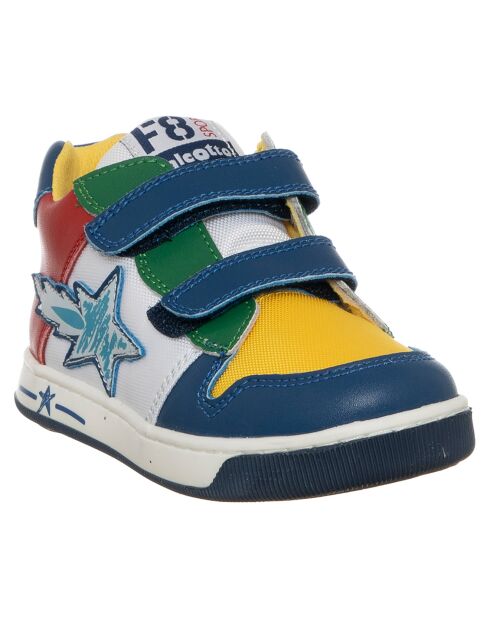 Blauw/gele leren sneakers van Frankie