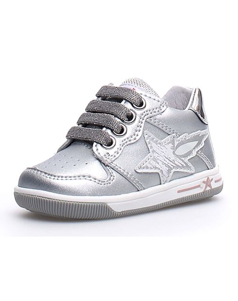 Frankie zilveren leren sneakers