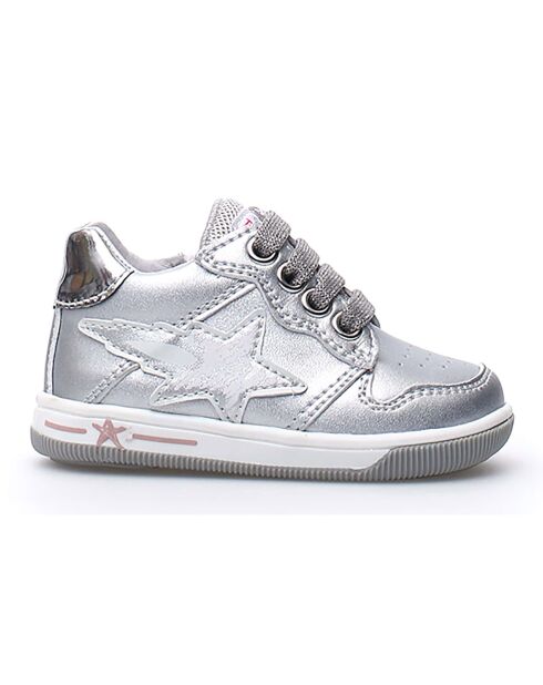 Frankie zilveren leren sneakers