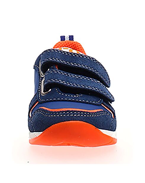 Baskets en Cuir Hack bleu/orange