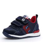 Marine/rode leren sneakers met hak