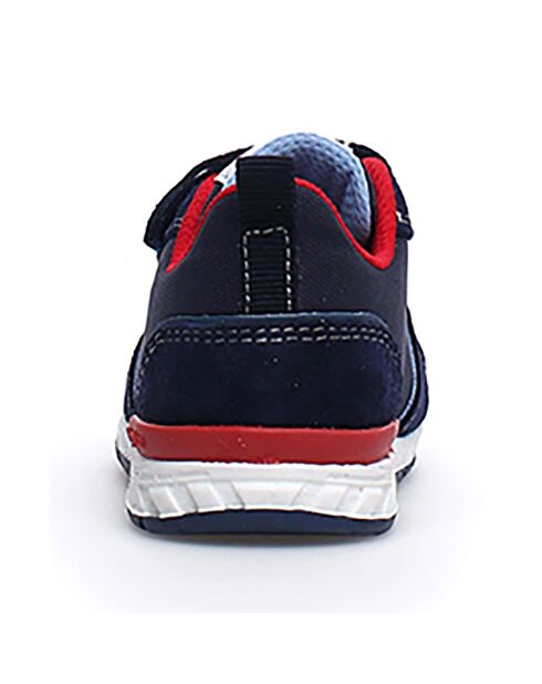 Marine/rode leren sneakers met hak