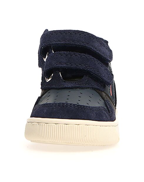 Marine/zwarte Klip leren sneakers