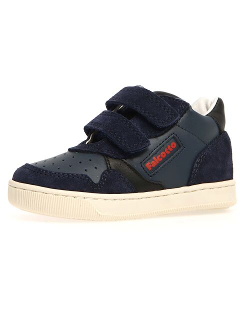 Marine/zwarte Klip leren sneakers