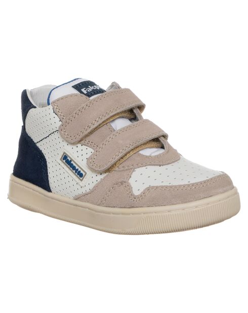Beige/wit/marineblauwe leren sneakers van Klip