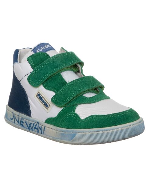 Baskets en Cuir Klip vert/blanc/bleu