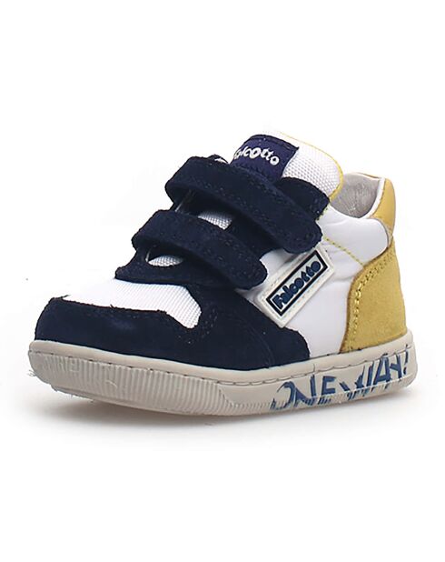 Baskets en Cuir Klip marine/blanc/jaune