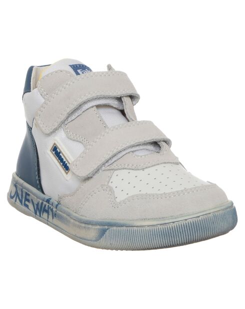 Baskets en Cuir Klip blanc/bleu