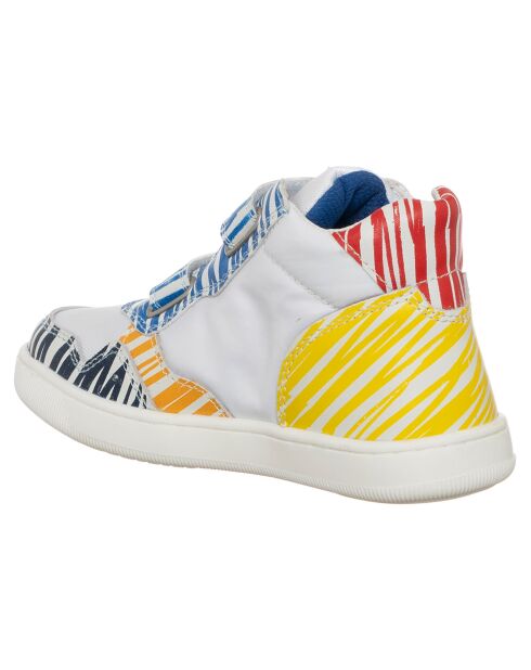 Baskets en Cuir Klip blanc/bjaune/bleu