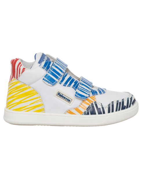 Wit/geel/blauwe leren sneakers van Klip
