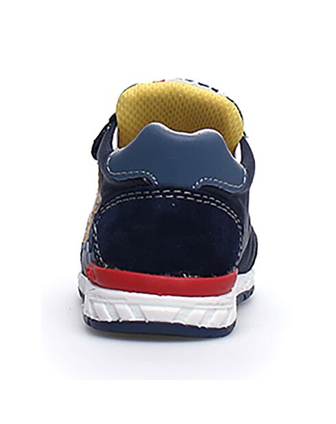 Neue Ferdi Ledersneaker in Marineblau/Gelb