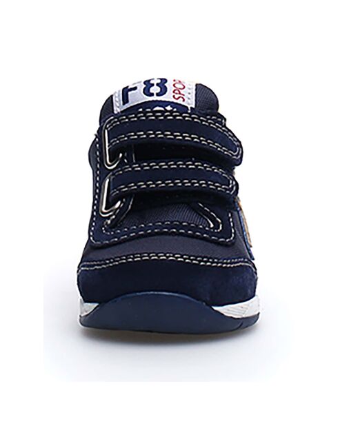 Neue Ferdi Ledersneaker in Marineblau/Gelb