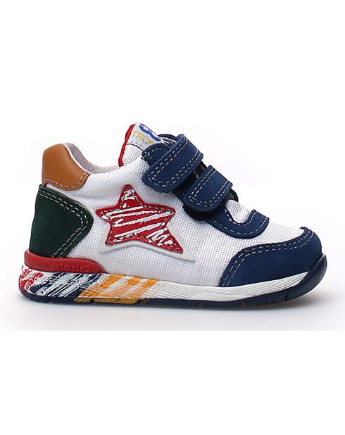 Neue Ferdi Ledersneaker in Grau/Blau/Rot